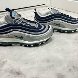 Nike Air Max 97 Silver and Navy Sneakers